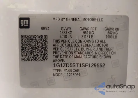 2025 Chevrolet Malibu Fwd 1Lt from USA, damaged, VIN 1G1ZD5ST1SF129552